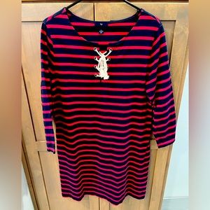 Gap nautical-theme dress in red and navy stripes. Size large.